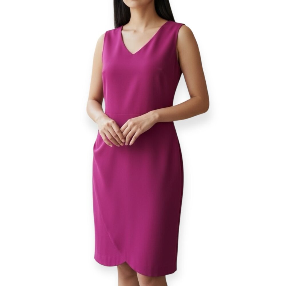 Banana Republic Sleeveless Faux Wrap Sheath Dress Size 6 Magenta Pink V-Neck - Picture 1 of 11